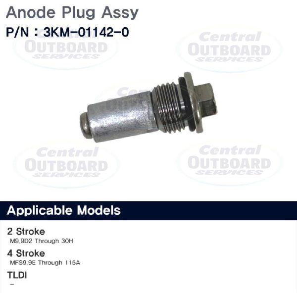Anode Plug Assembly M 9.9D2 Through 30H (2-stroke) MFS 9.9E Through 115A