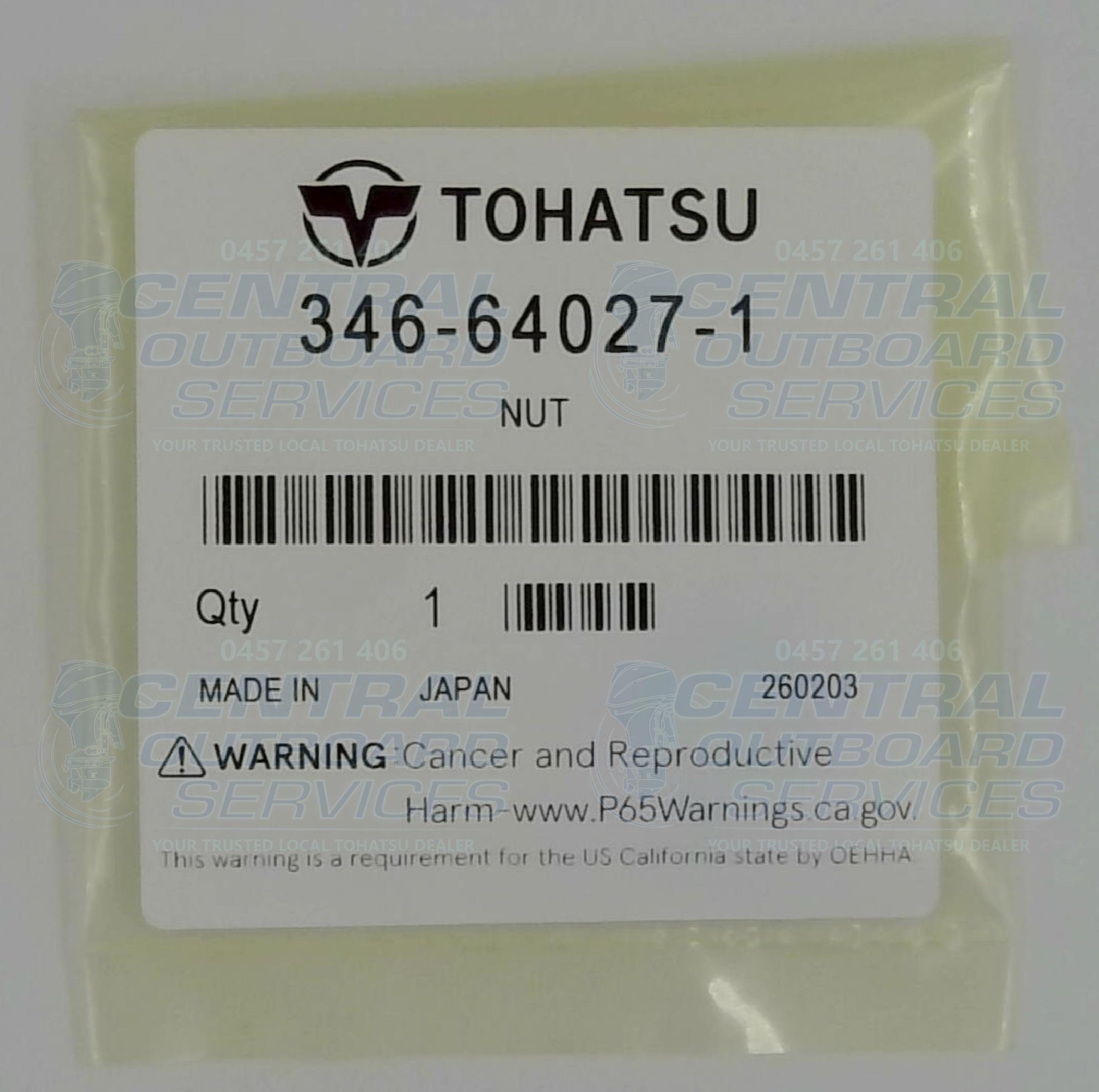 346-64027-1 – Nut – Tohatsu